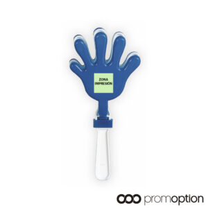 Mano Animación Maracaná Personalizada 14 Mano animación Maracaná personalizada fabricada en plástico blanco y azul, diseñada para animar y hacer ruido en partidos y eventos deportivos.